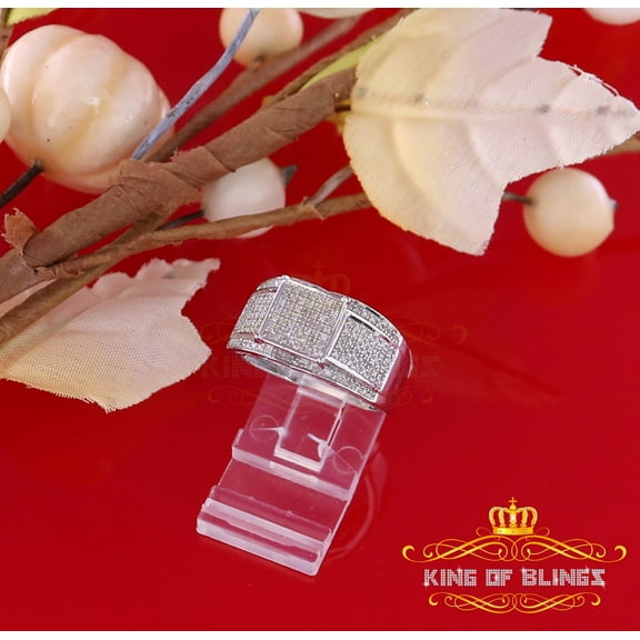 King Of Bling's 0.33 CT Real Diamond 925 Sterling White Silver Shine Womens Square Ring Size 7