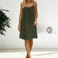 thumbnail image 5 of Bysome Women Dress Solid Color Sleeveless Crew Neck Open Back Dresses Summer Casual Women Dresses Size S Dark Green, 5 of 7