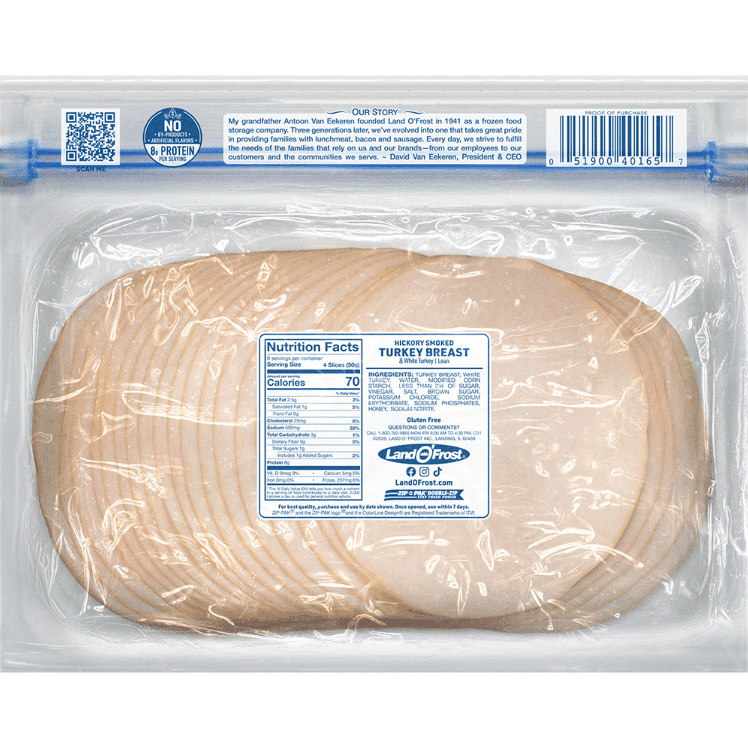 Land O'Frost Premium Sandwich Sliced Deli Lunch Meat, Hickory Smoked Turkey Breast, 14 oz Resealable Pouch