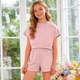 thumbnail image 2 of UAYOTSE Girls Summer Outfits 2 Piece Sets Short Sleeve Shirts and Shorts Set Kids Clothes,Sizes 8-9 Years, 2 of 8