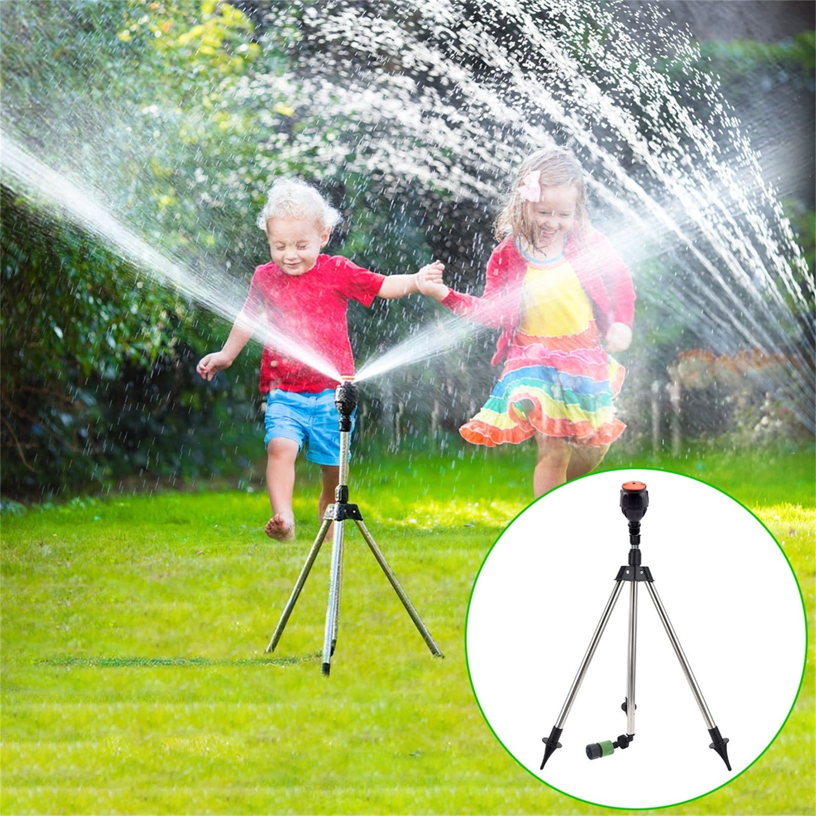 Rotating Tripod Sprinkler W/Tripod Rotation Water Spray, 360 Degree Automatic Rotating Sprinkler, Telescoping Tripod Automatic Rotating Sprinkler for Large Area Yard Garden Lawn