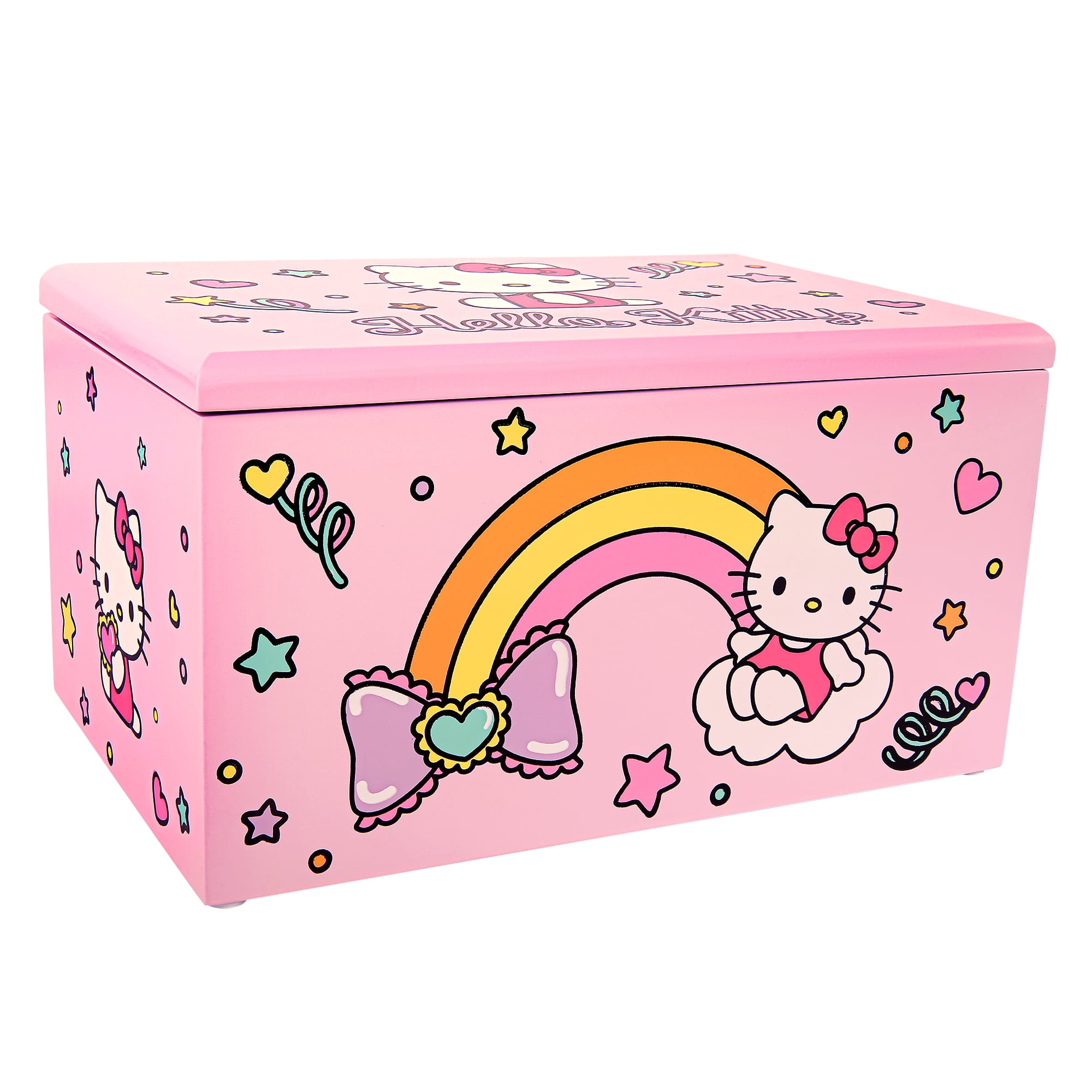 Hello Kitty Sanrio Pink Wood Jewelry Box with Tray - Officially Licensed
