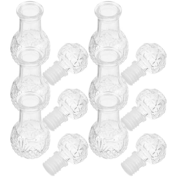 WORGEOUS 6 Pcs Clear Glass Bottles Creative Wine Bottle Decanter With Stopper For Whiskey And Brandy Glass Wine Decanter Glass Liquor Bottle
