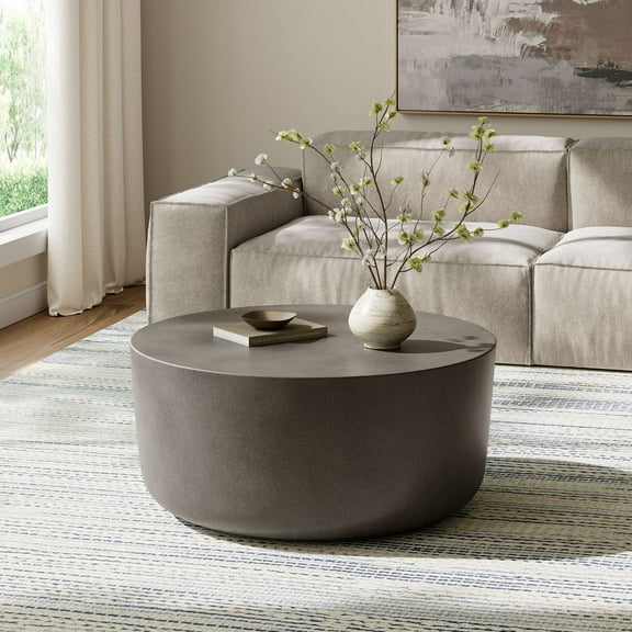Modway Brion Round Indoor - Outdoor Patio Concrete Coffee Table in Gray