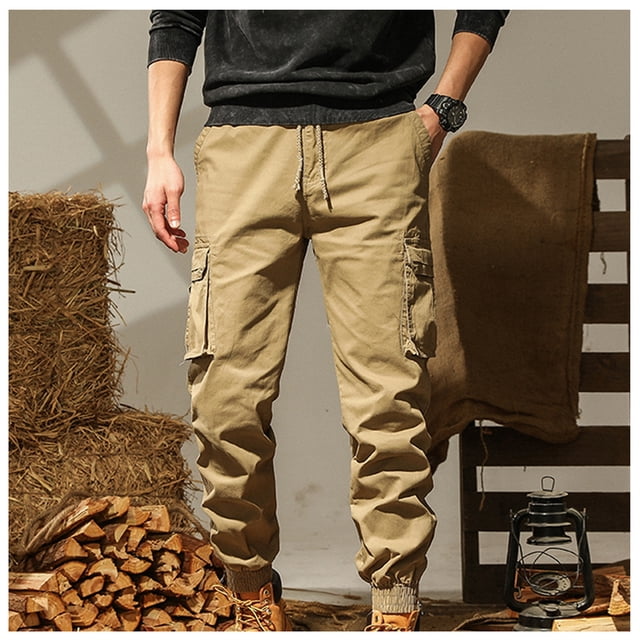 Pantalones largos para hombre, moda informal, lisos, cintura elástica con bolsillos, pantalones deportivos para hombre