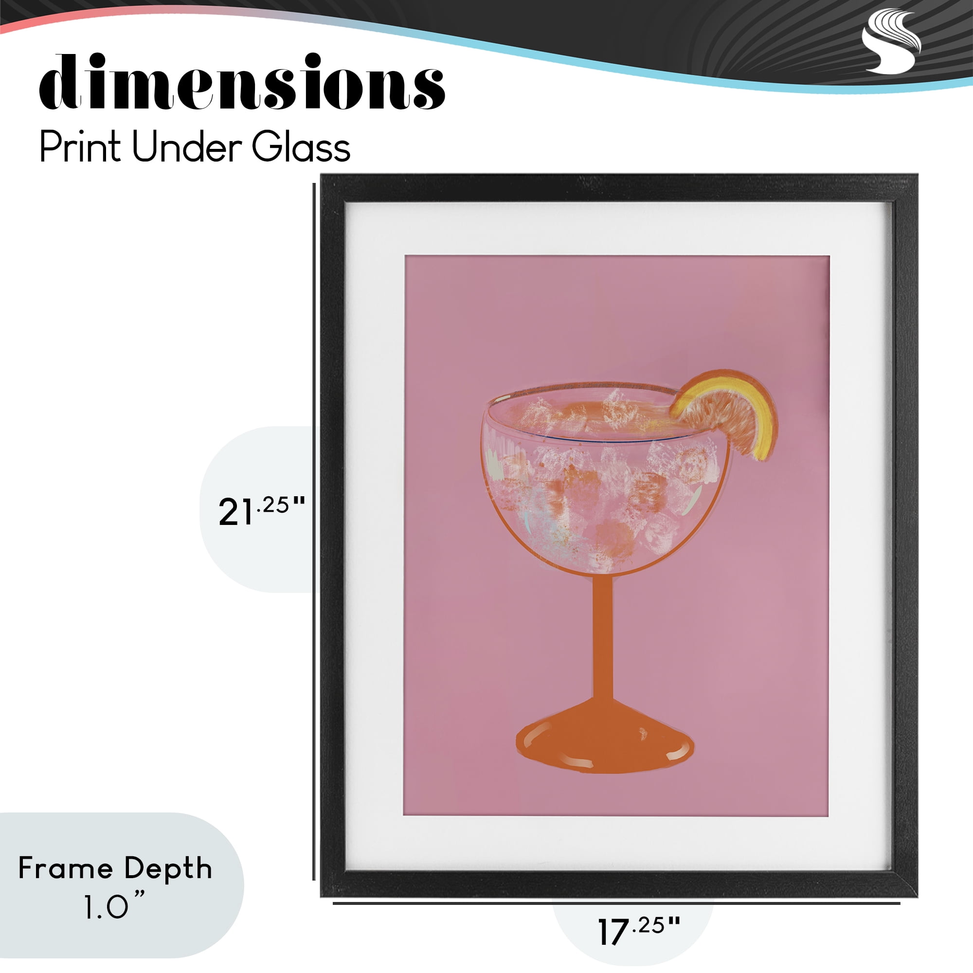 Stupell Industries Paloma Glass over Pink Black Framed Print Under Glass, design by Robin Maria