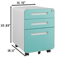 thumbnail image 2 of White 3-Drawer Office Filing Cabinet on Wheels with Lockable Storage for, 2 of 9
