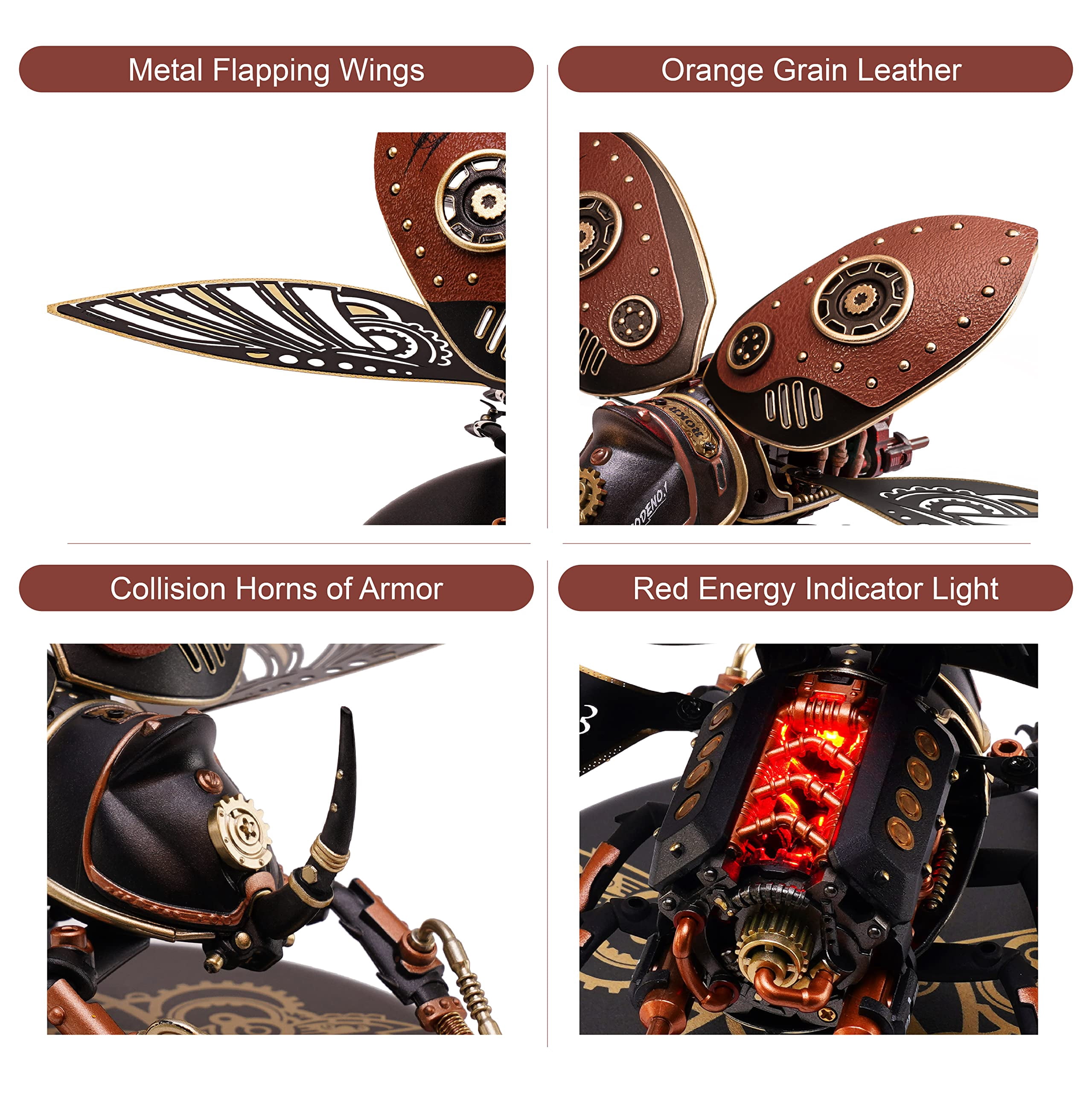 ROBOTIME Plastic Model Kit, 156 Pieces Mechanical 3D Puzzles, Rhinoceros Beetle Model Building Kits Gift for Teen Boys