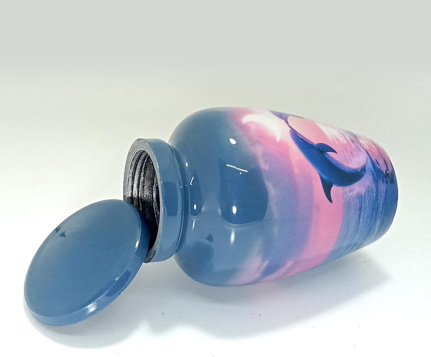 UR Keepsake Urn –Two Beautiful Playing Dolphins Making a Heart Keepsake Cremation Urn for Human Ashes with Velvet Box & Velvet Bag-Mini Keepsake Urn - Affordable Keepsake Urn (3 cu.in)