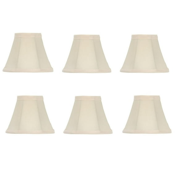 Set of 6 Chandelier Lamp Shades Bell Shape 5 Inch Eggshell Silk