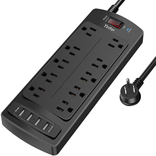 Office Black ETL Listed, Power Strip with 6 Feet 2100 Joules Yintar Surge Protector with 6 AC Outlets and 3 USB Ports Dorm Essentials 6 Ft Extension Cord for for Home 