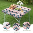 thumbnail image 4 of Colorful Geometric Striped Pattern Square Fitted Tablecloth with Elastic Edge,Square Table Cover,Washable Elastic Table Cover for Home Kitchen Party Decor 34"x34", 4 of 6