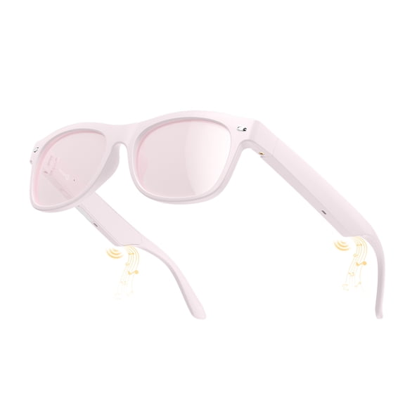 weariQ Bluetooth Smart Audio Open-Ear Sunglasses with Case, Pink Built-in Mic Hands-Free Calling, IPX4 Waterproof, Lightweight 36g for Cycling Hiking Boating