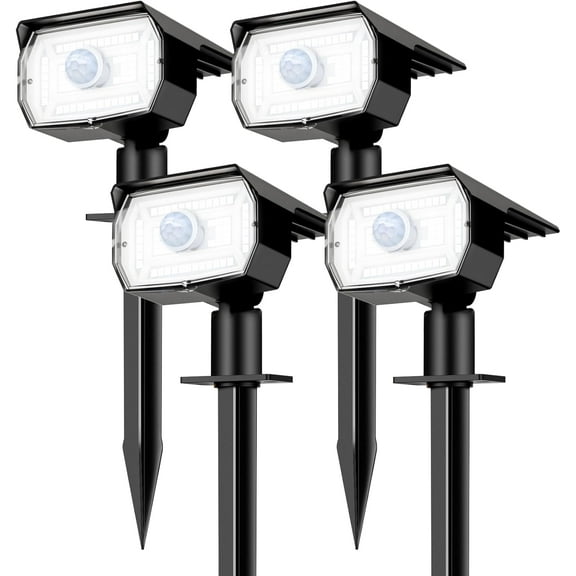 Solar Lights Outdoor Waterproof, Motion Sensor Spot Lights- 4 Pack/56 LED/3 Modes Powered Spotlights 2-in-1 Auto On/Off Landscape Lighting for Outside Yard Wall Garden, Cool White