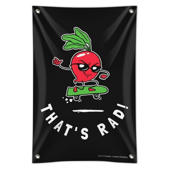 That's Rad Radical Radish Skateboard Funny Humor Home Business Office Sign