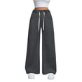 thumbnail image 2 of Wide Leg Jeans High Wasited Drawstring Baggy Denim Pants with Pockets, 2 of 4