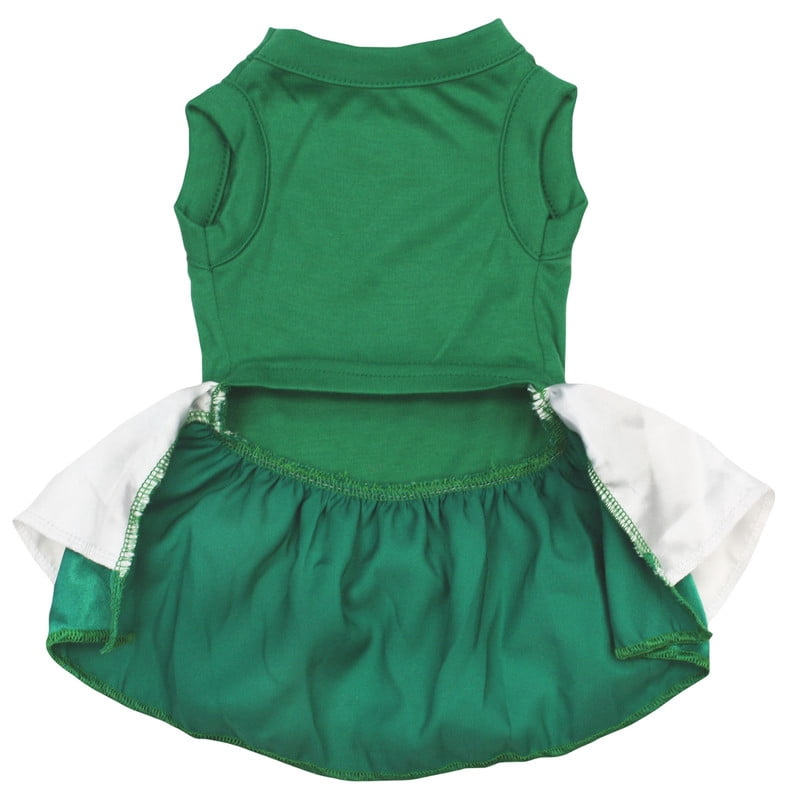 Petitebelle Happy St Patrick's Day Puppy Dog Dress (Green/White Green Satin, Large)