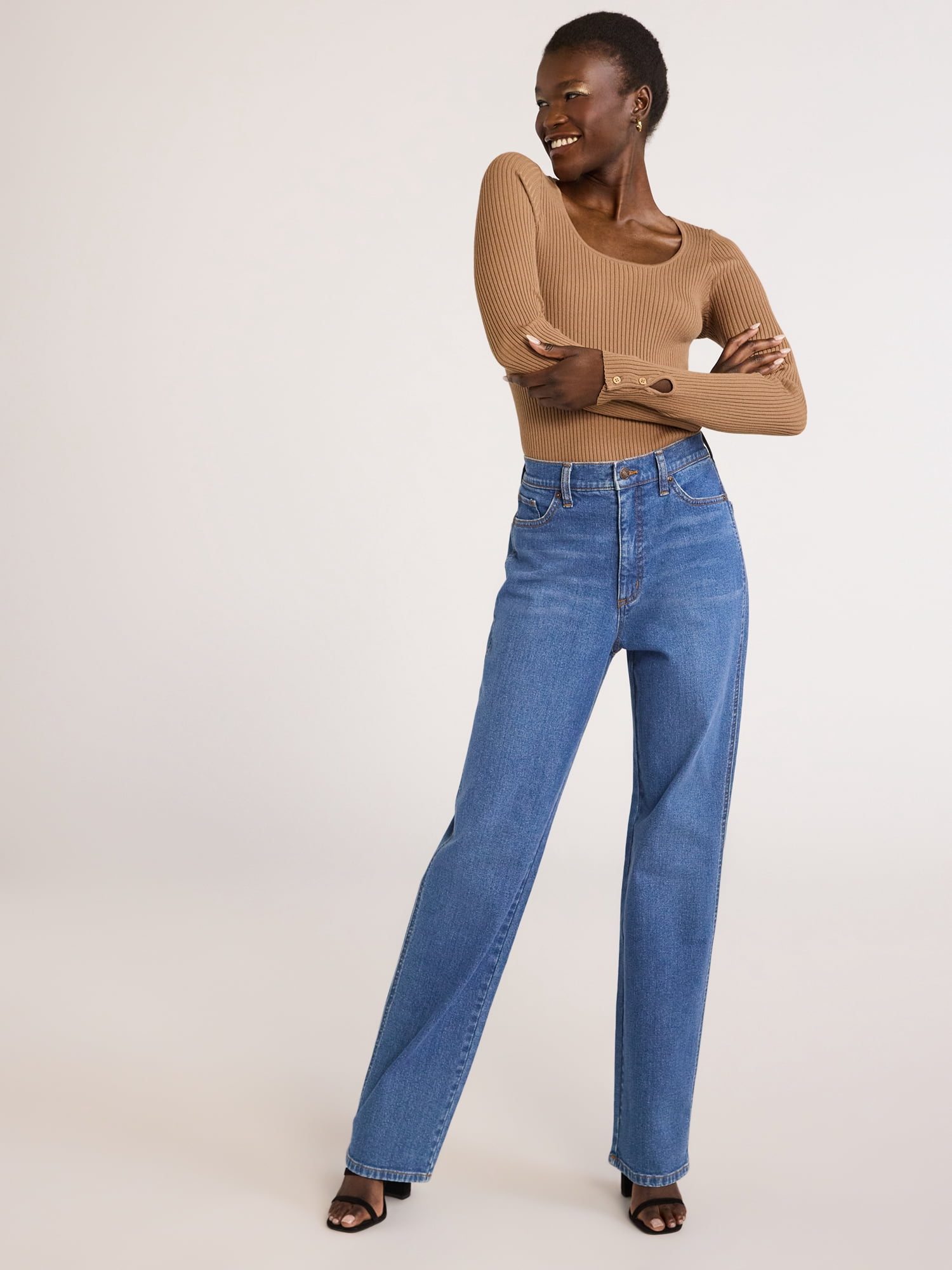 Scoop Women's Stovepipe High Rise Straight Leg Jeans, Sizes 0-20