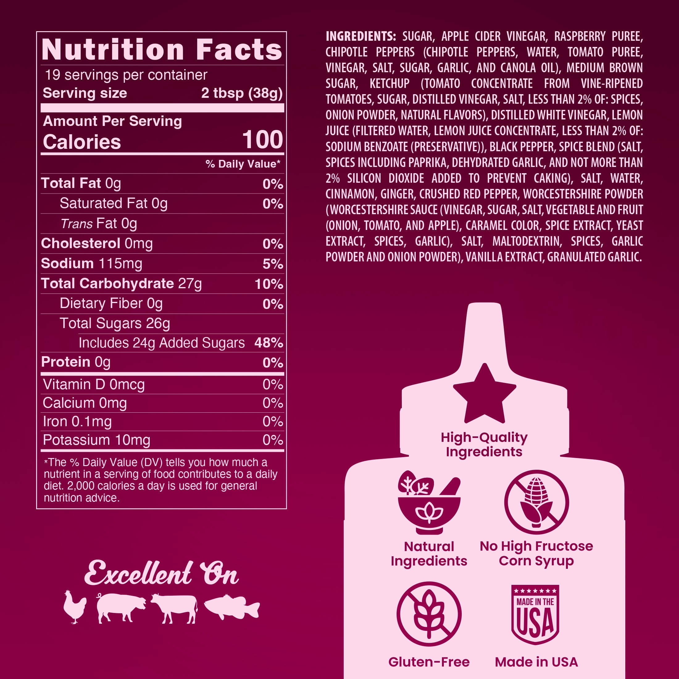 Blues Hog Raspberry Chipotle BBQ Sauce, Gluten-Free,  25 oz