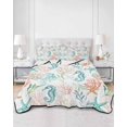 thumbnail image 2 of Twin Quilt Bedding Set, Teal Red Seahorse Coastal Reversible Summer Quilt 3 Pieces, Nautical Beach Coral Starfish Lightweight Bedspreads Coverlets with 2 Pillow Shams for All Seasons, 2 of 5