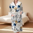 thumbnail image 2 of Women's Fleece Plush Robe Long Warm Plush Bathrobe Loungewear Jacket Printed Comfort Robe, 2 of 5