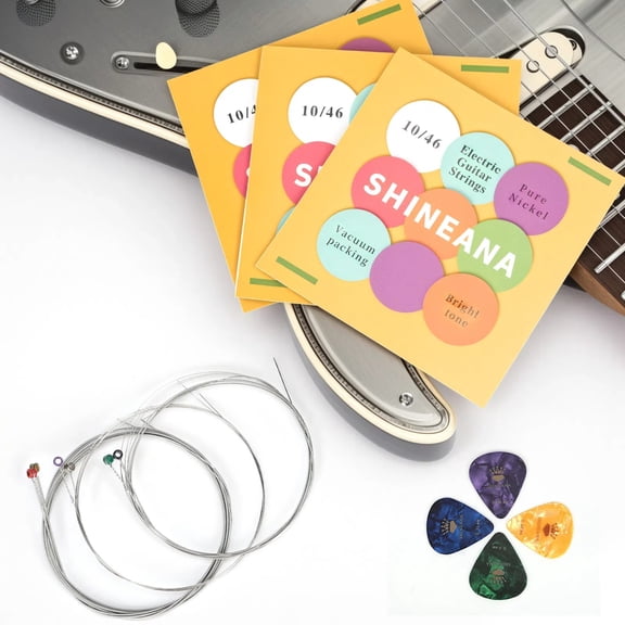 3-Pack Economy Bundle: Electric Guitar Strings - Nickel-Plated High-Carbon Steel, Longest-Lasting Bright Tone & Comfortable Feel, 6-String Set (Light 10-46)