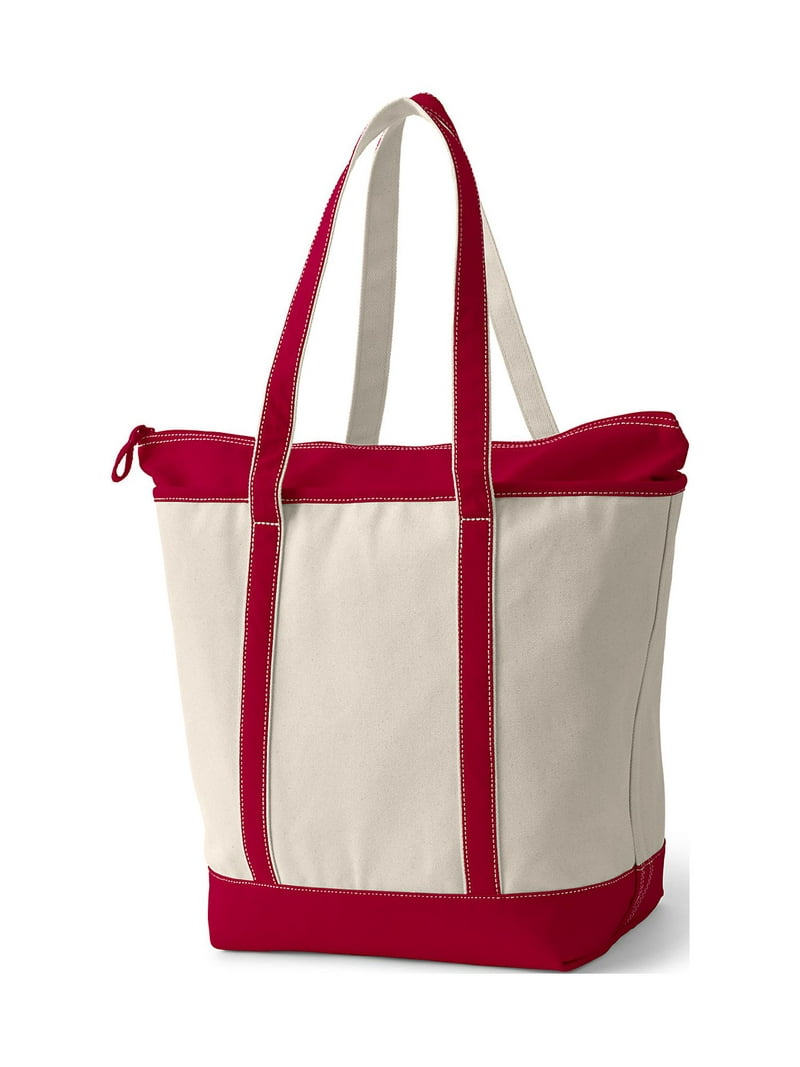 Lands' End Large Natural 5 Pocket Zip Top Long Handle Canvas