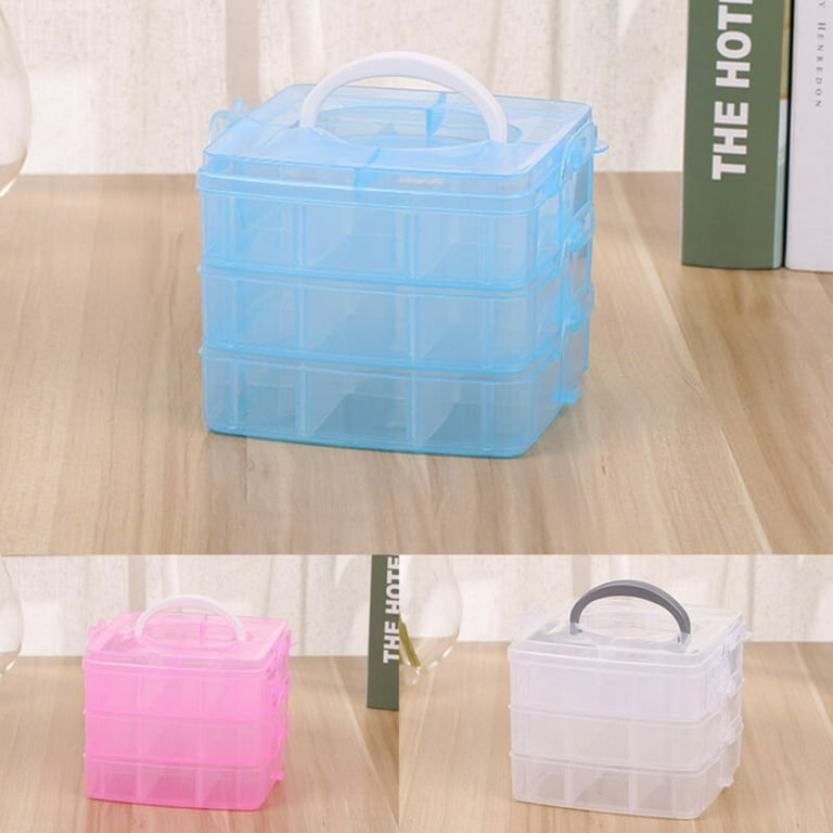 3 Layer Clear Plastic Jewelry Bead Storage Box Container Organizer