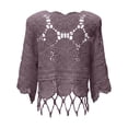 thumbnail image 5 of Womens Summer Tops Lace Cove Up Neck Long Sleeve Sweater Crochet Hollow Out Knit Pullover Cover Up Womens Clothing, 5 of 5