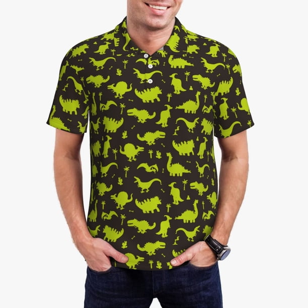 Balery Cute Dinosaurs (2) Camisa Polo de Hombre con Estampado, de Manga Corta y Tejido Medio, Camisa Tipo Golf Polo-XX-Large