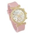 thumbnail image 2 of Stand Out Get Noticed! Big Face Ladies Bejeweled Rubber Iced Out Colorful Watch with Genuine Rhinestone Diamond Accents - Touch of Female Celebrity Glamour - ST10385 Blush, 2 of 5