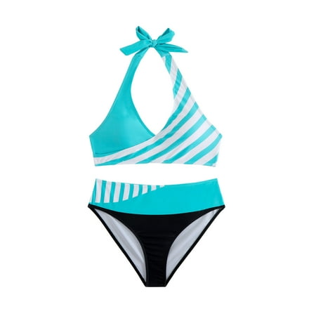 Divhosrg High Waisted Bathing Suit for Women  Bikini Sets for Women Cheeky  Girls Bathing Suit  Womens Swimsuits Tankini Plus Size  Sky Blue Swimsuits for Women Tummy Control S