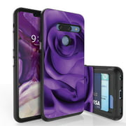 LG G8 ThinQ Case, PimpCase Slim Wallet Case   Dual Layer Card Holder Designed For LG G8 ThinQ (Released 2019) Purple Rose
