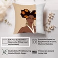 thumbnail image 2 of Ethan Taylor People & Portraits Throw Pillow Soft Cushion Cover ' 'African American People & Portraits Floral Dreams' Bohemian Pattern Decorative Square Accent Pillow Case, 16x16 Inches, Brown, Beige, 2 of 5