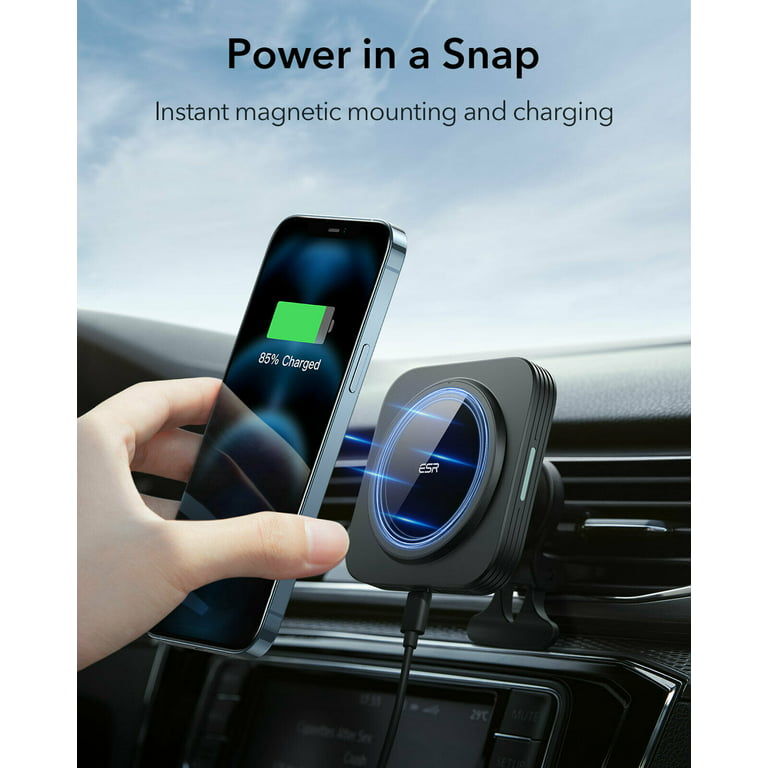 ESR Magnetic Wireless Car Charger (HaloLock), Compatible with MagSafe Car  Charger, AirVent Car Phone Holder Mount for iPhone 15/14/13/12 Series with  36W QC3.0 Fast Car Charger, Car Accessories, Black 