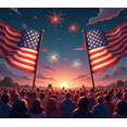 thumbnail image 4 of Fabric Material American Flags Patriotic Banner Fireworks Design Decorative Evening Celebration for National Day Outdoor Event Independence Day, 4 of 7