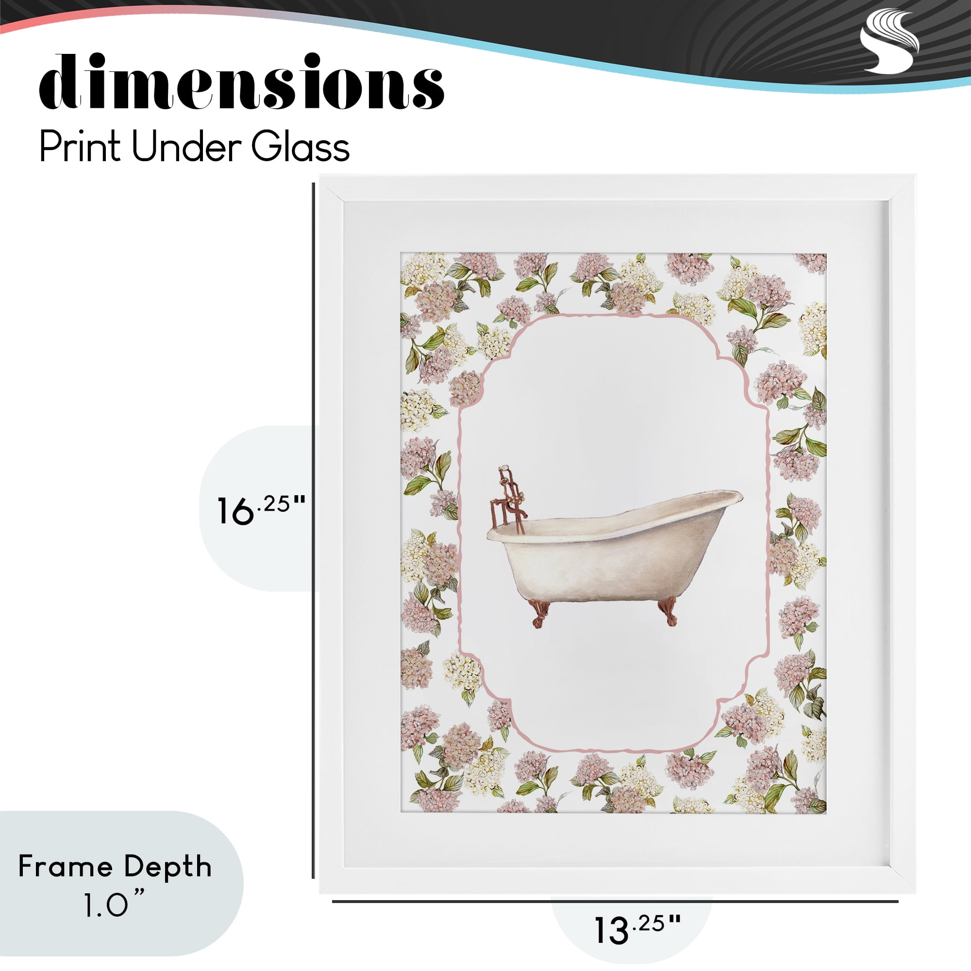 Stupell Industries Elegant Hydrangeas Bathtub White Framed Print Under Glass, design by Carol Robinson