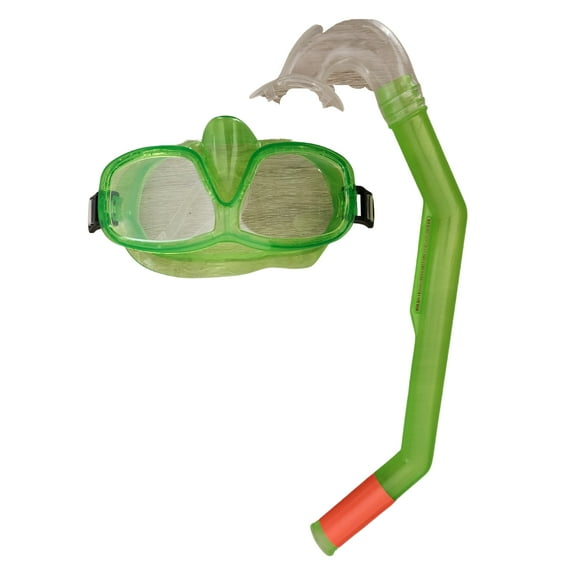 Snorkel and Goggle Set Snorkeling Gear for Kids Children Boys Girls Anti-Fog Mask Scuba Pool Toys Swimming Goggles Pool Summer Beach Accessories Ages 6  (Green) Color Varies & CUSTOM Storage Carrier