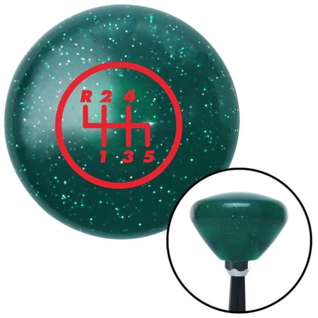 American Shifter Red 5 Speed Shift Pattern - 5RUL Green Retro Metal Flake Shift Knob with M16 x 1.5 Insert Auto Brody