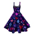 thumbnail image 4 of Valentines Dress for Women Sleeveless Midi Dress Round Neck A-Line Vintage Valentine Heart Print Party Dresses Royal Blue XL, 4 of 6