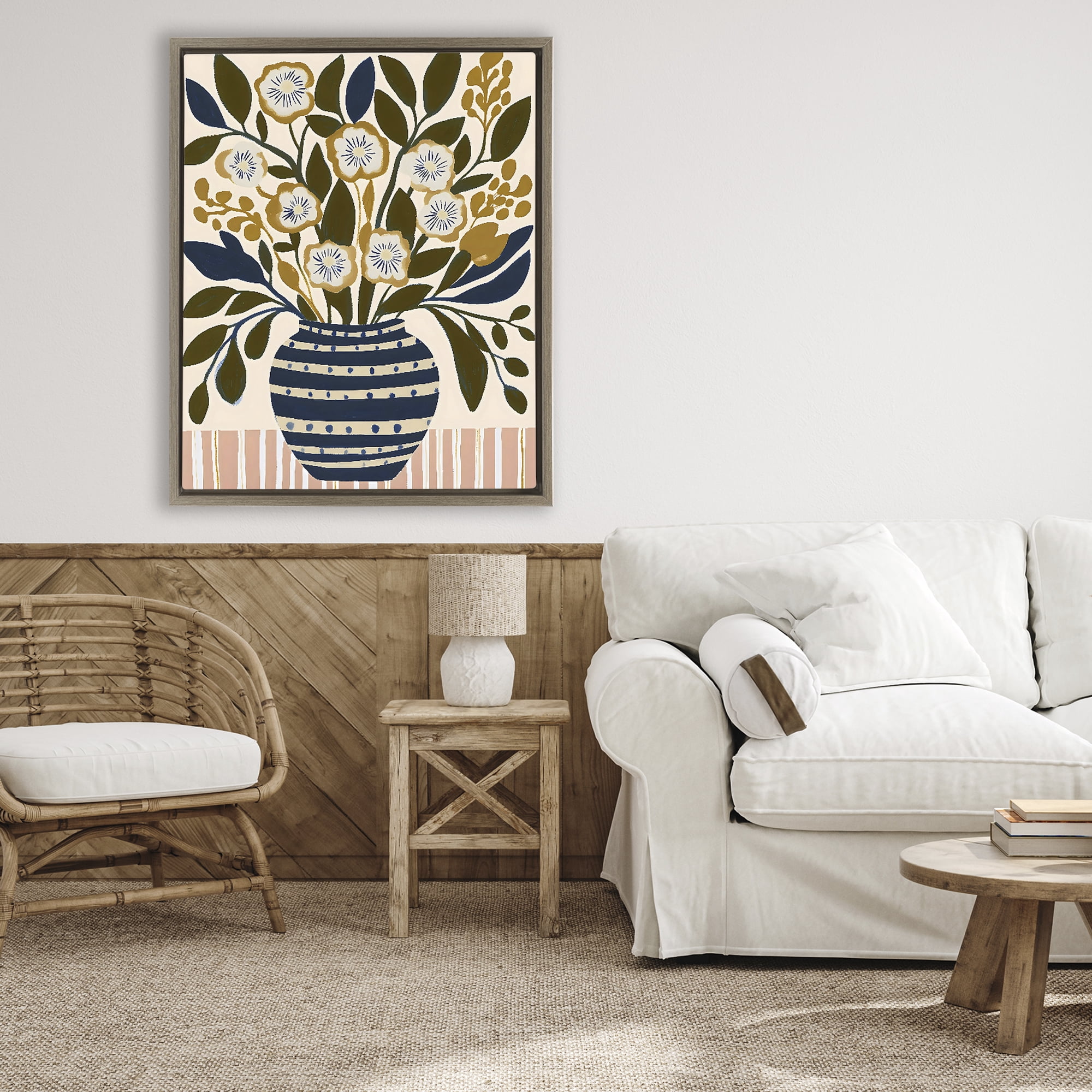 Stupell Industries Wild Bloom Boho Arrangement Brown Framed Floater Canvas Wall Art, design by Creative Studio