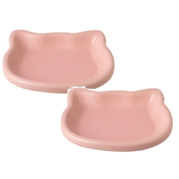 2Pcs Ceramic Cat Bowl For Wet Food Shallow Dish For Small Plate For Dried Low Edge Design For Easy Eating Pet Supplies 5.8X4.8" New