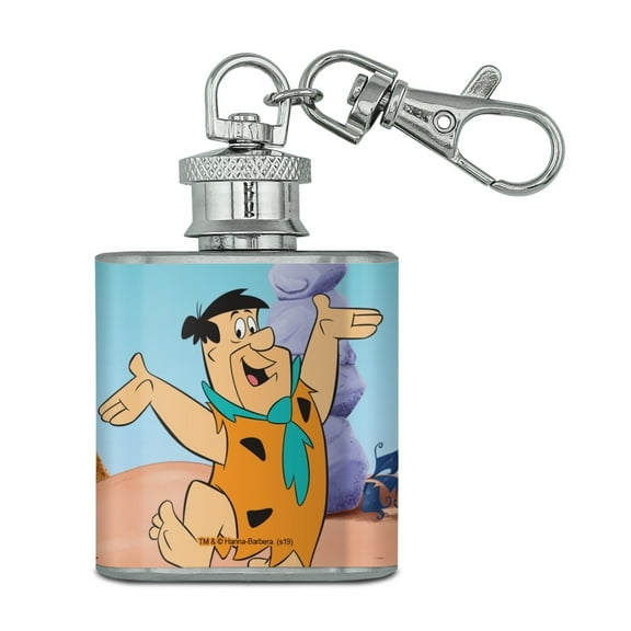 The Flintstones Fred Character Stainless Steel 1oz Mini Flask Key Chain