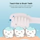 thumbnail image 3 of Cepillo dental suave para niños de 6 a 12 años, diseño ergonómico en colores naranja y azul, pack de 2 unidades, ideal para el cuidado de dientes infantiles., 3 of 6