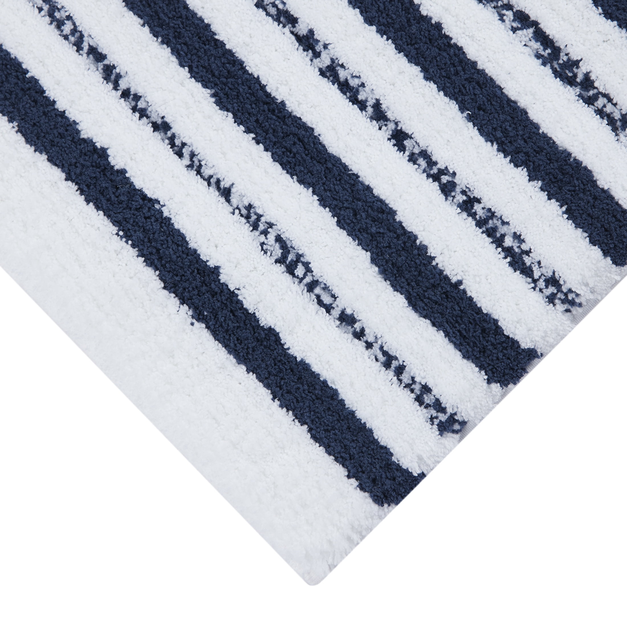 Better Homes & Gardens Signature Soft Tufted Stripe Bath Rug, Blue Admiral & White, 20" x 34"