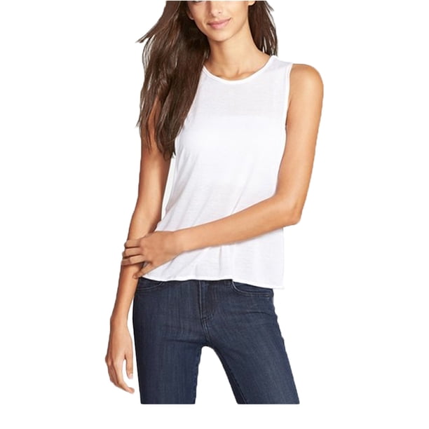 Derek Heart - Camiseta sin mangas con sisa baja para mujer, color blanco, grande Derek Heart Camiseta sin mangas