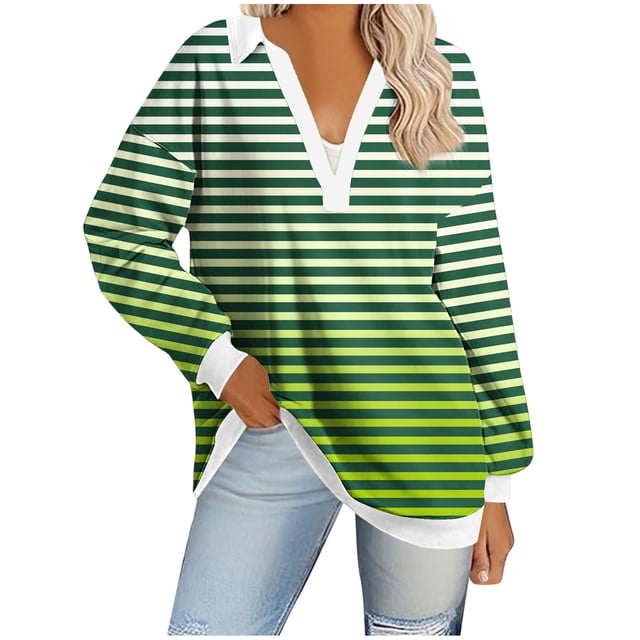 Blouses pour Femmes, Mode Décontractée Confortable Manches Longues Col Rabattu T-Shirt