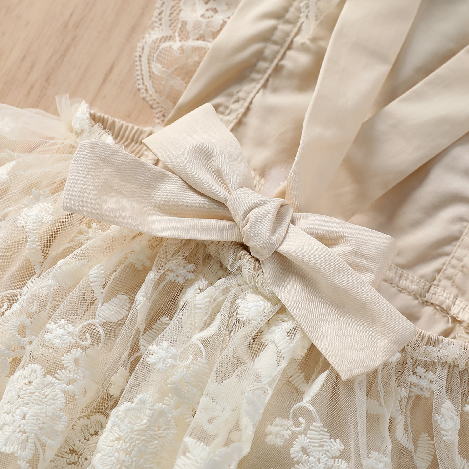 IBTOM CASTLE Baby Girls Lace Bodysuit Boho Clothes 1st Birthday Cake Smash Outfit Newborn Photography Outfits Summer Sunsuit 0-3 Months Apricot Lace