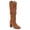brown, variant on Women Knee High Boots Chunky Block Heel Wide Calf Round Toe Side Zipper Fashion Dress Boot