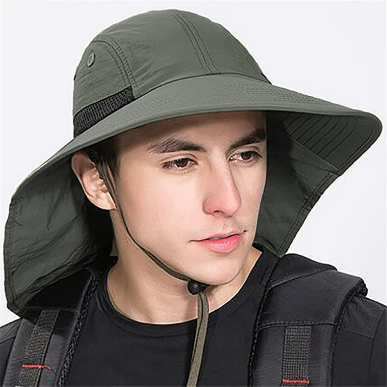 KLZO Mens Fishing Hat with Neck Flap for Men，Sun Hat with Wide Brim for  Hiking Safari Hat with Neck Cover for Outdoor Sun Protection Fisherman Hat  